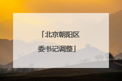 北京朝阳区委书记调整